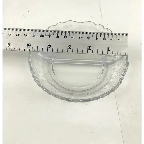 VTG Cambridge Rose Point Divided Dish Sugar and Creamer Etched Clear Glass - Picture 12 of 13